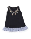 Monnalisa Toddler Girl T-shirt Midnight Blue Size 4 Cotton In Blue