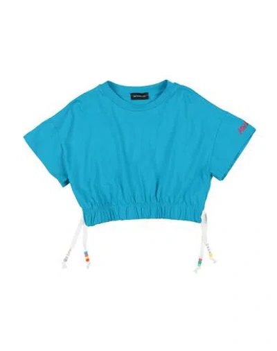 Monnalisa Babies'  Toddler Girl T-shirt Turquoise Size 7 Cotton In Blue
