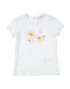 Monnalisa Girls White Cotton Flower T-shirt In White