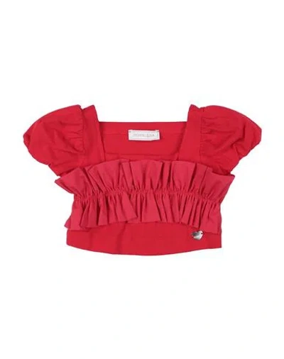 Monnalisa Babies'  Toddler Girl Top Red Size 6 Cotton, Elastane