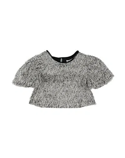 Monnalisa Babies'  Toddler Girl Top Silver Size 6 Acetate, Metallic Fiber