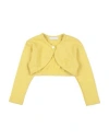 Monnalisa Toddler Girl Wrap Cardigans Yellow Size 6 Wool, Viscose, Polyamide, Metallic Fiber, Cashme In Yellow