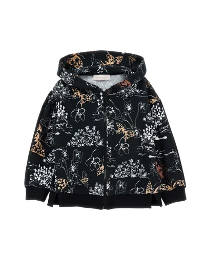 Monnalisa Kids'   Toile De Jouy Zip-up Hoodie In Black