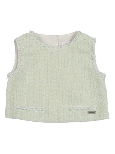 Monnalisa Top Bon Ton Boucle Melang In Green