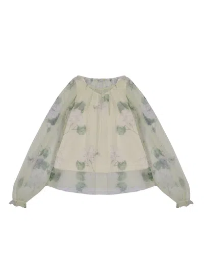 Monnalisa Top Tulle Foderato Tulle In Green