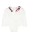 Monnalisa Logo-embroidered Ruffle Body In White
