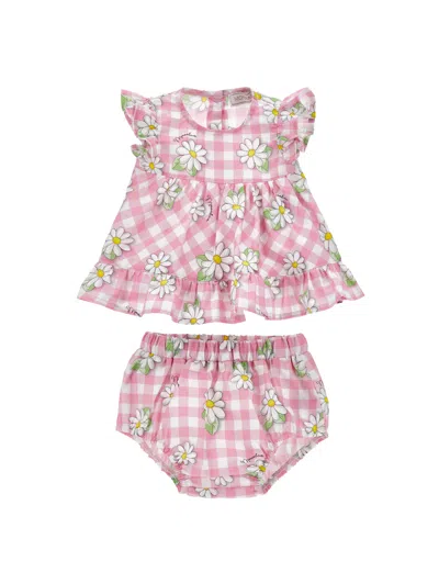 Monnalisa Kids'   Top With Frilled Culottes In Rosa Fairy Tale