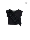 Monnalisa Top With Maxi Ruffle In Black