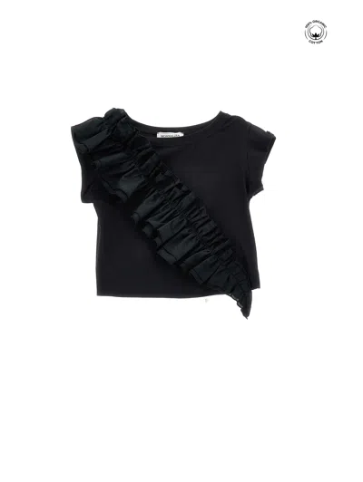 Monnalisa Kids'   Top With Maxi Ruffle In Black