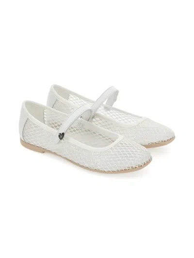 Monnalisa Kids' Touch Strap Ballerinas In White