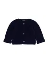 Monnalisa Tricot Cotton Cardigan In Navy Blue
