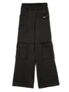 Monnalisa Elasticated-waist Satin Cargo Trousers In Black
