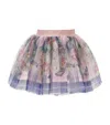 Monnalisa Baroque Rose Tulle Skirt In Multi