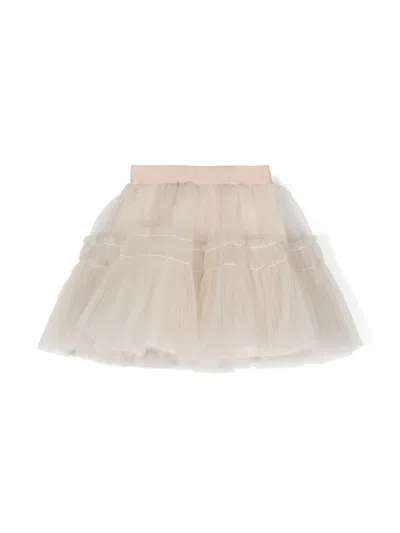 Monnalisa Kids' Tulle Skirt In Ivory