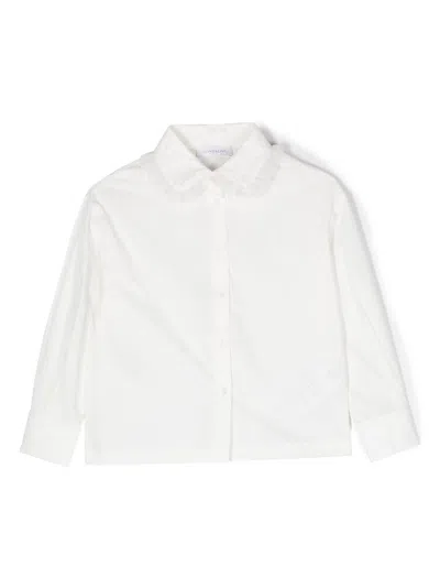 Monnalisa Kids' Tulle-collar Cropped Shirt In White