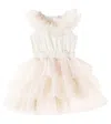 Monnalisa Tulle Dress In Beige Degradè