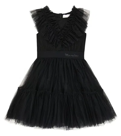 Monnalisa Kids' Tulle Dress In Nero