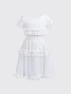 Monnalisa Kids'  Tulle Dress With Ruffles In White