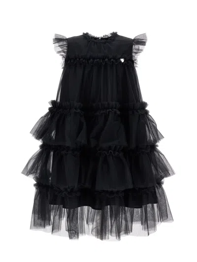 Monnalisa Kids'   Tulle Flounce Dress In Black