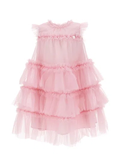 Monnalisa Kids'   Tulle Flounce Dress In Rosa Fairy Tale
