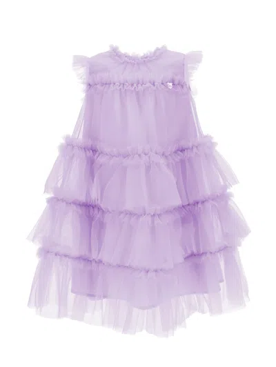 Monnalisa Kids'   Tulle Flounce Dress In Wisteria