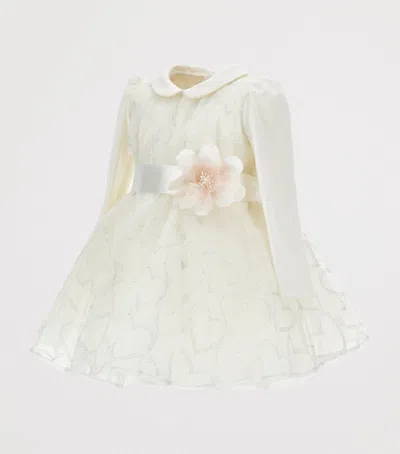 MONNALISA TULLE GLITTER-HEART APPLIQUÉ DRESS