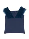 Monnalisa Tulle-inserts Tank Top In Blue