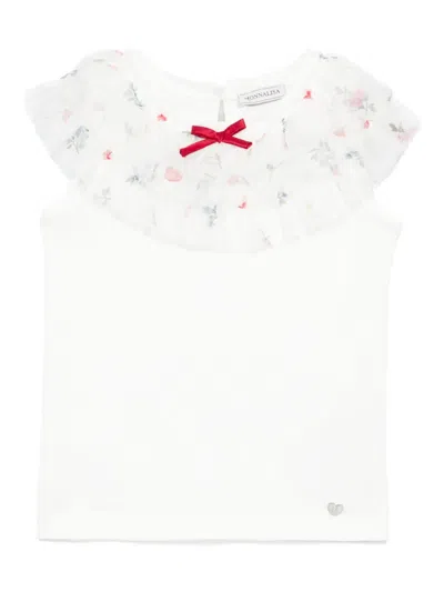 Monnalisa Kids' Tulle-inserts Top In White