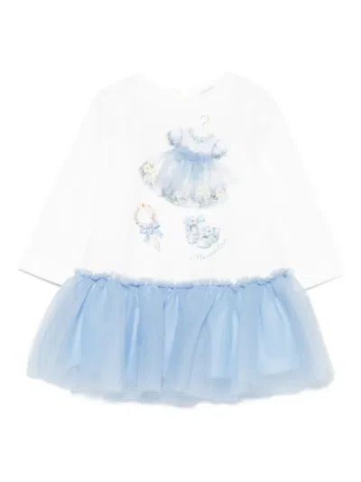 Monnalisa Babies' Tulle-layered Dress In Burgundy