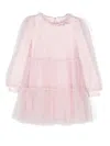 Monnalisa Tulle Mini Dress In Pink