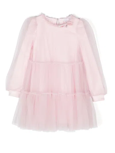 Monnalisa Kids' Tulle Mini Dress In Pink