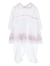 Monnalisa Tulle-overlay Cotton Romper In White