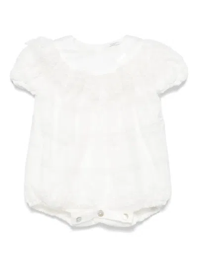 Monnalisa Babies' Tulle-overlay Romper In White