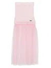 Monnalisa Tulle-panel Ribbed Skirt In Pink