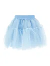 Monnalisa Silk Hand Tulle Skirt In Blue