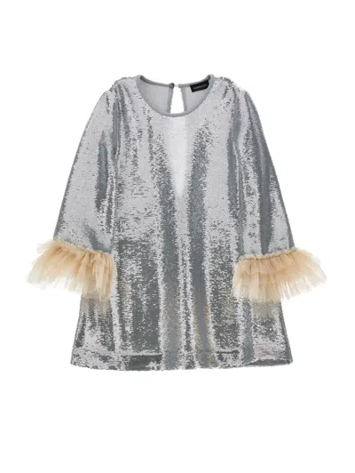 Monnalisa Kids'   Tulle Sequin Dress In Silver