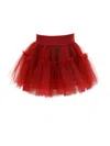 Monnalisa Silk-touch Tulle Skirt In Red