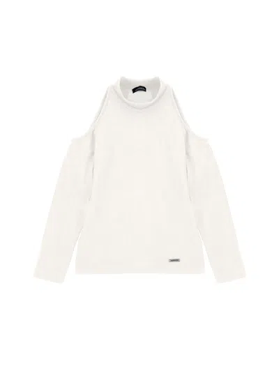Monnalisa Kids'   Turtleneck With Aperture In Cream