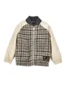 Monnalisa Tweed Bomber Jacket In Grey + Beige