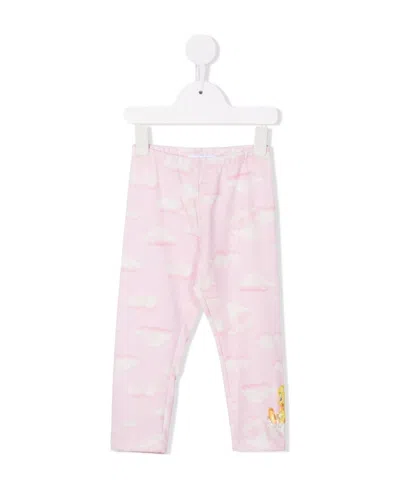 Monnalisa Tweety-motif Cloud-print Leggings In Pink