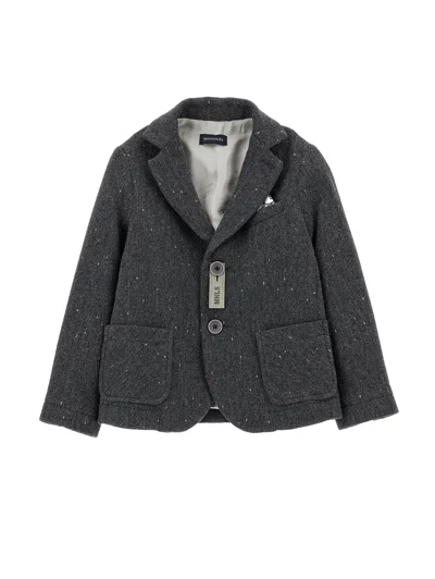 Monnalisa Kids'   Two-button Herringbone Blazer In Medium Grey