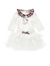Monnalisa Two-piece Bodysuit And Skirt Set In Cream + Ruby Red