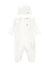Monnalisa Two-piece Set With Rhinestone Logo In Cream