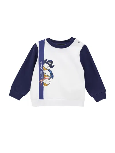 Monnalisa Kids'   Two-tone Cotton Huey Duey & Luey Sweatshirt In White + Blue
