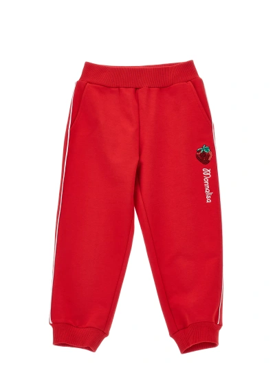 Monnalisa Kids'   Two-tone Fleece Joggers In Red