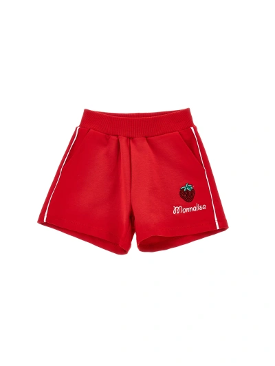Monnalisa Two-tone Fleece Shorts In Red