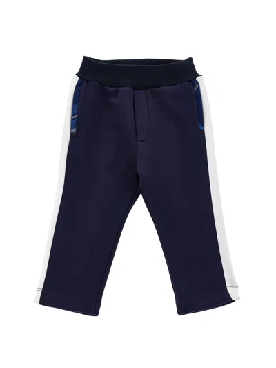 Monnalisa Kids'   Two-tone Fleece Trousers In Blue + Cream