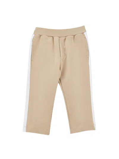Monnalisa Kids'   Two-tone Fleece Trousers In Ecru + White