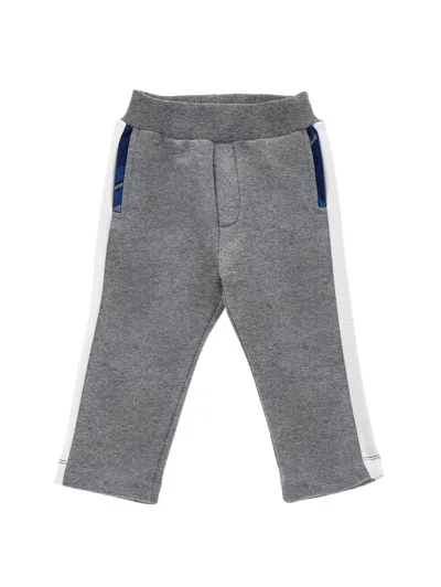 Monnalisa Kids'   Two-tone Fleece Trousers In Medium Grey