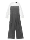 Monnalisa Two-tone Glitter Jumpsuit In Grey + Cream
